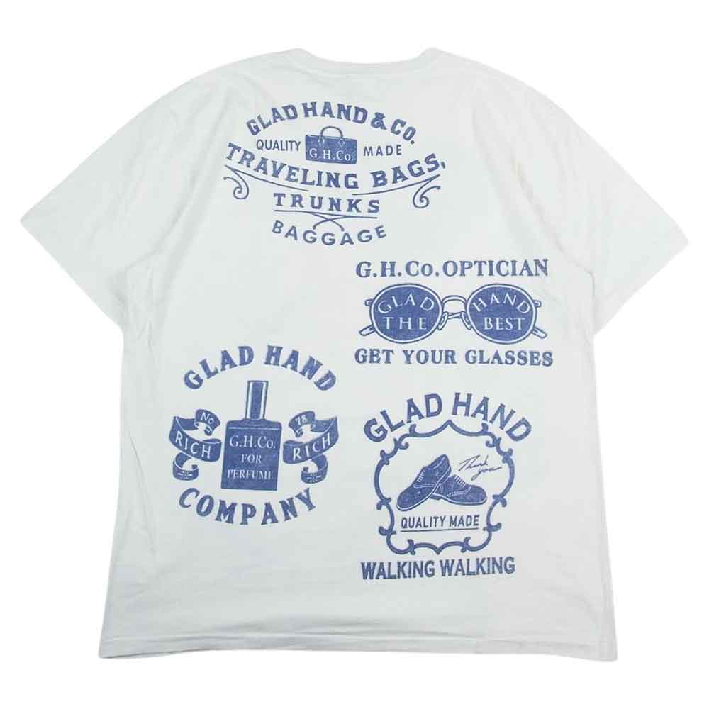 GLADHAND & Co. グラッドハンド ISETAN 伊勢丹限定 シェイクハンド ポケット プリント Tシャツ 半袖 ホワイト ホワイト系 XL【中古】