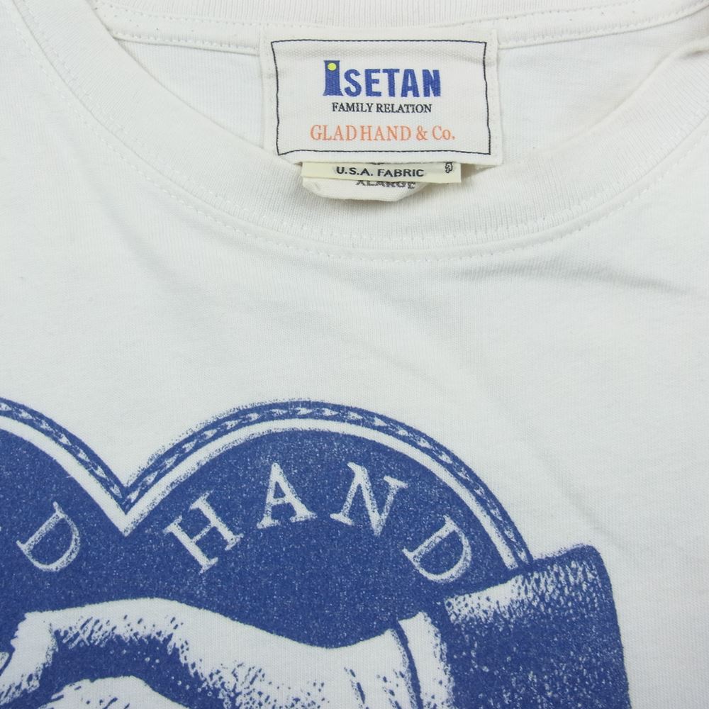 GLADHAND & Co. グラッドハンド ISETAN 伊勢丹限定 シェイクハンド ポケット プリント Tシャツ 半袖 ホワイト ホワイト系  XL【中古】