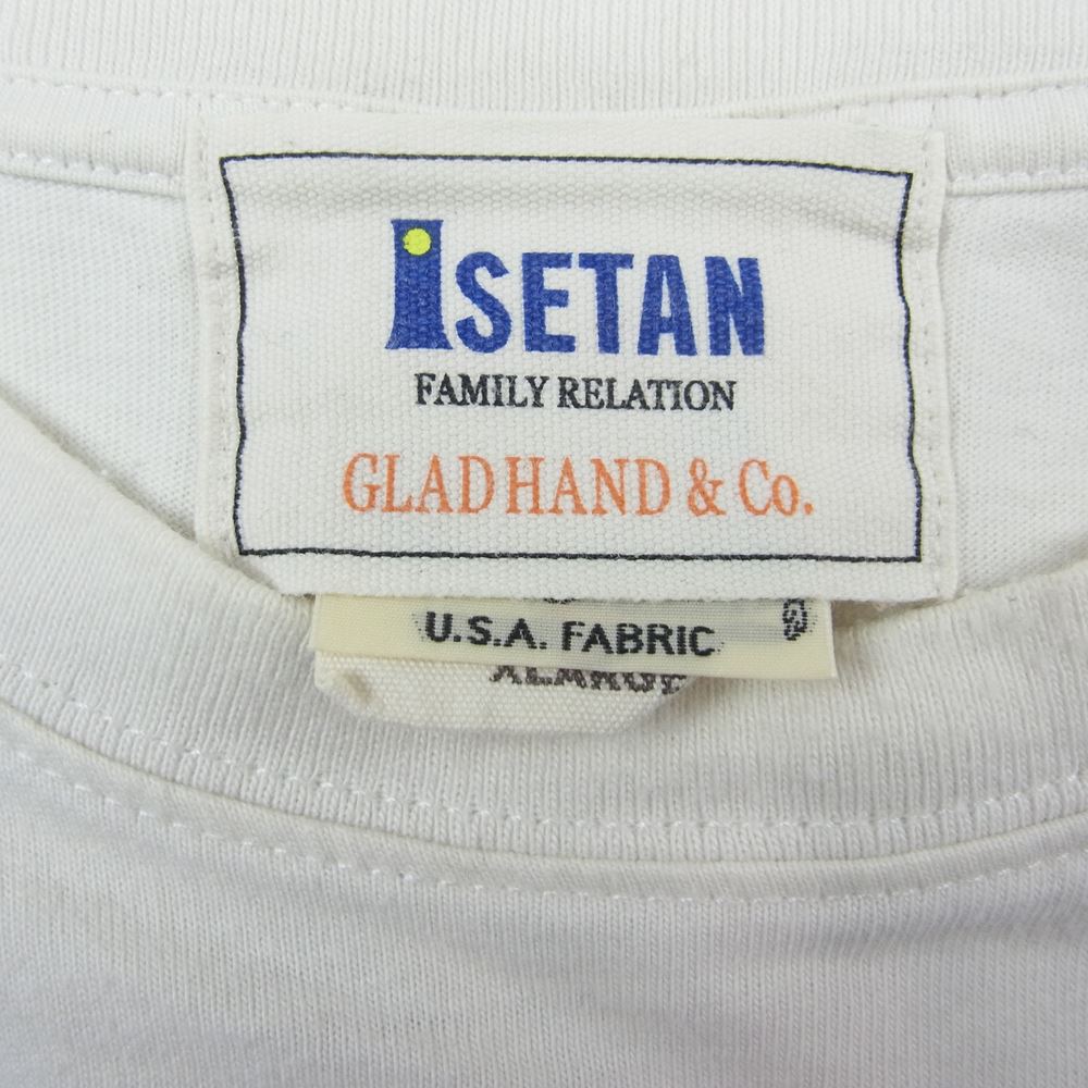 GLADHAND & Co. グラッドハンド ISETAN 伊勢丹限定 シェイクハンド ポケット プリント Tシャツ 半袖 ホワイト ホワイト系 XL【中古】