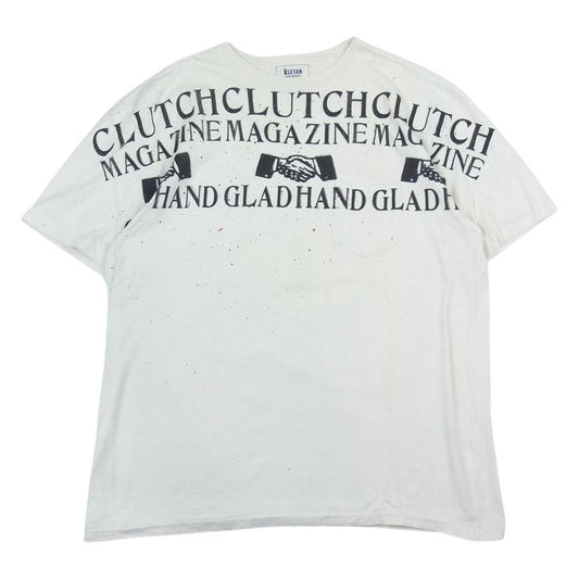 GLADHAND & Co. グラッドハンド ISETAN 伊勢丹限定 CLUTCH MAGAZINE シェイクハンド ポケット プリント Tシャツ 半袖 ホワイト ホワイト系 XL【中古】