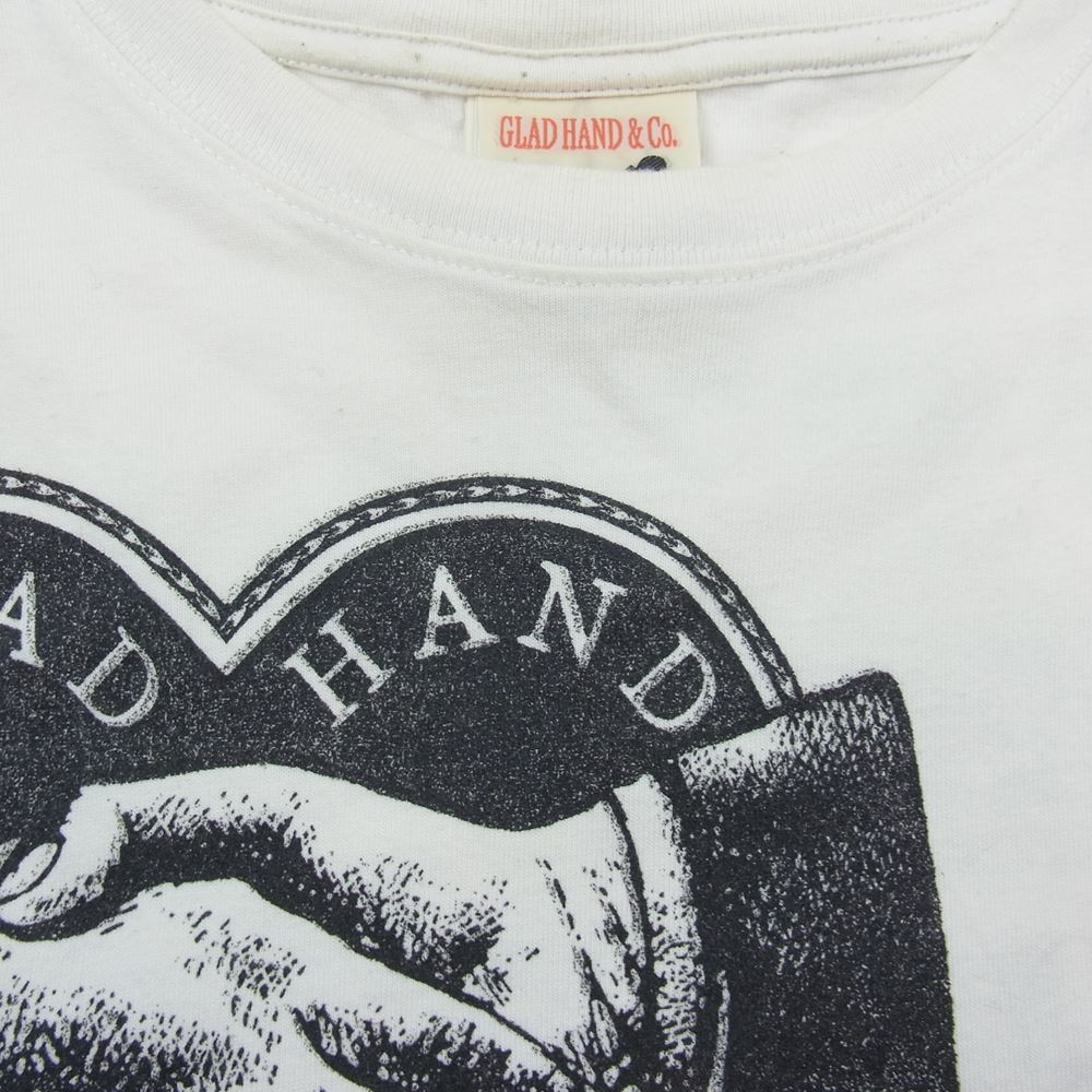 GLADHAND & Co. グラッドハンド シェイクハンド ハート 総柄 プリント Tシャツ 半袖 ホワイト ホワイト系 XL【中古】