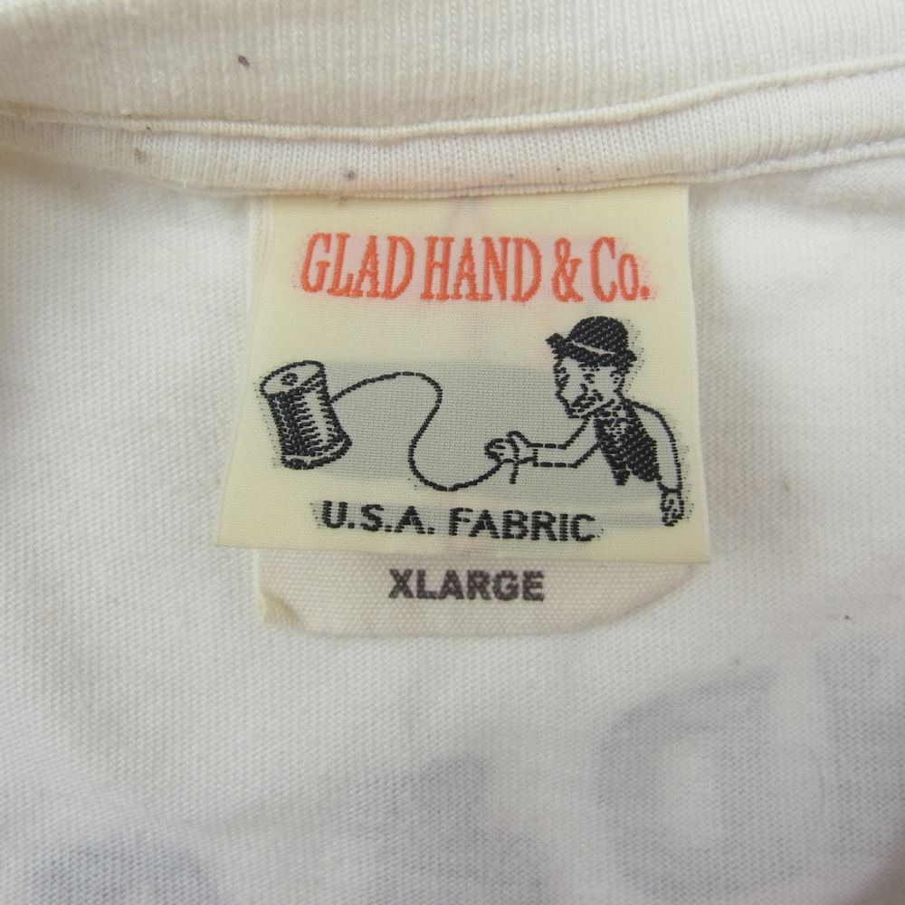 GLADHAND & Co. グラッドハンド シェイクハンド ハート 総柄 プリント Tシャツ 半袖 ホワイト ホワイト系 XL【中古】