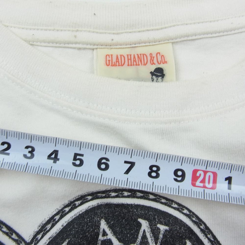 GLADHAND & Co. グラッドハンド シェイクハンド ハート 総柄 プリント Tシャツ 半袖 ホワイト ホワイト系 XL【中古】