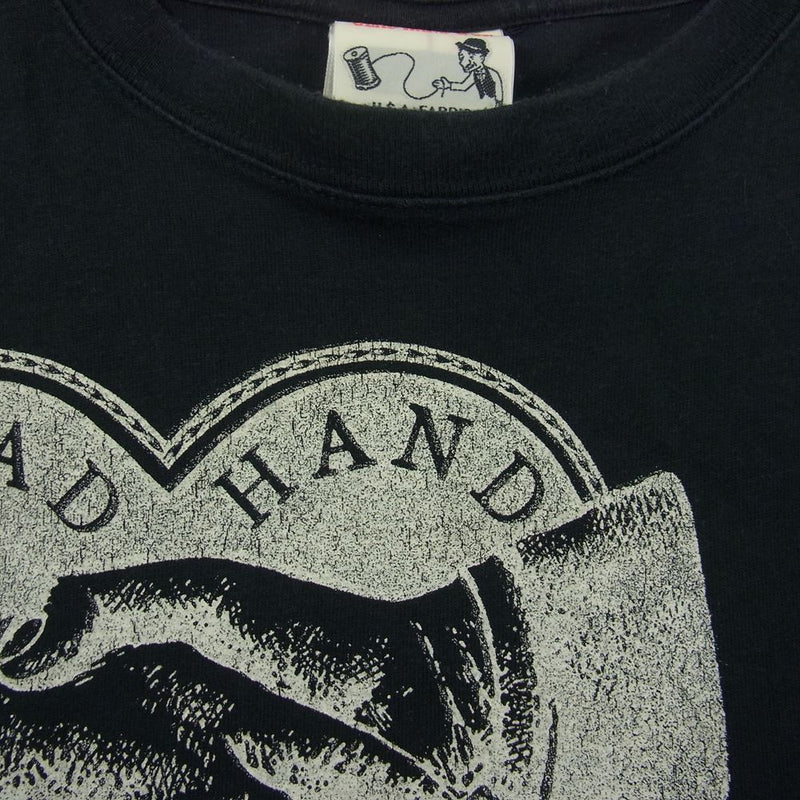 GLADHAND & Co. グラッドハンド シェイクハンド ハート 総柄 プリント Tシャツ 半袖 ブラック ブラック系 XL【中古】