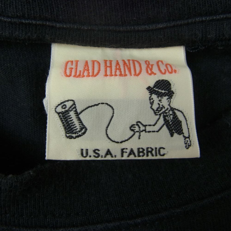 GLADHAND & Co. グラッドハンド シェイクハンド ハート 総柄 プリント Tシャツ 半袖 ブラック ブラック系 XL【中古】