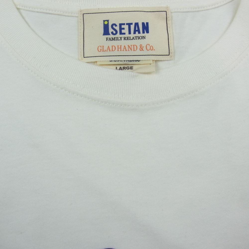 GLADHAND & Co. グラッドハンド ISETAN 伊勢丹限定 ボタン ジェントル ポケット プリント Tシャツ 半袖 オフホワイト オフホワイト系 L【中古】