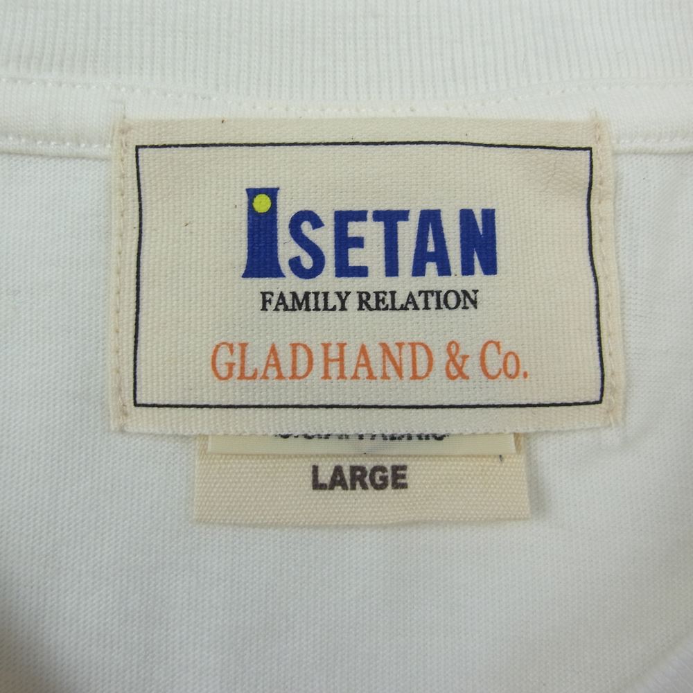 GLADHAND & Co. グラッドハンド ISETAN 伊勢丹限定 ボタン ジェントル ポケット プリント Tシャツ 半袖 オフホワイト オフホワイト系 L【中古】