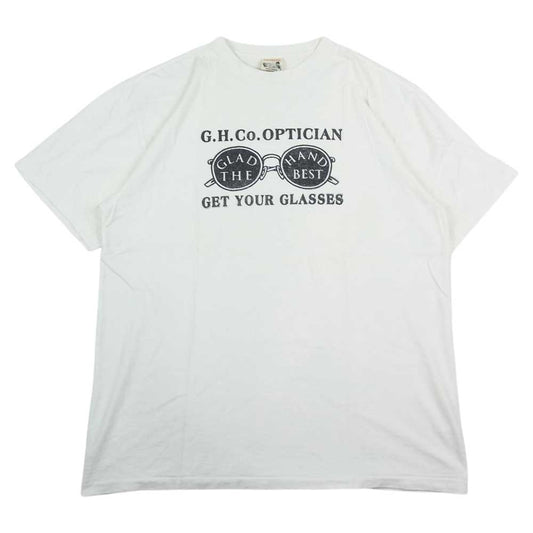 GLADHAND & Co. グラッドハンド G.H. Co. OPTICIAN GET YOUR GLASSES サングラス プリント Tシャツ 半袖 ホワイト ホワイト系 XL【中古】