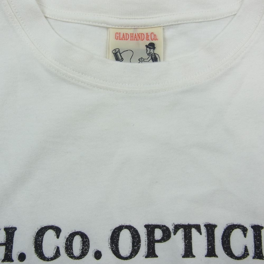 GLADHAND & Co. グラッドハンド G.H. Co. OPTICIAN GET YOUR GLASSES サングラス プリント Tシャツ 半袖 ホワイト ホワイト系 XL【中古】
