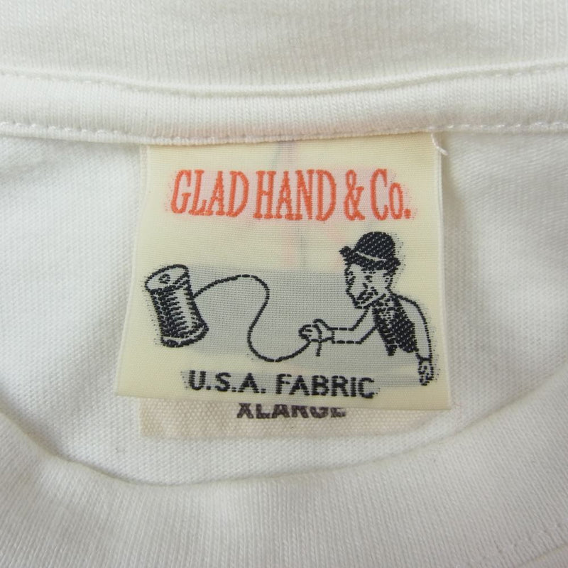 GLADHAND & Co. グラッドハンド G.H. Co. OPTICIAN GET YOUR GLASSES サングラス プリント Tシャツ 半袖 ホワイト ホワイト系 XL【中古】