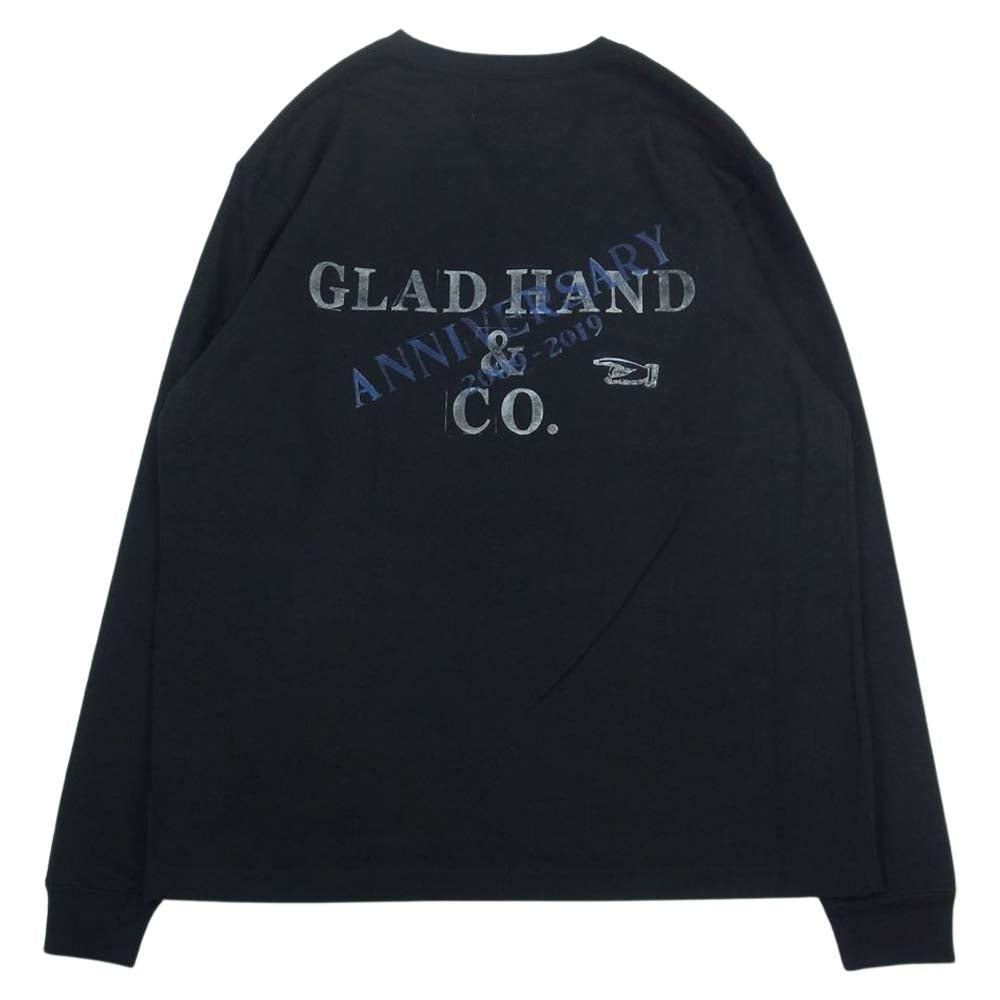 GLADHAND & Co. グラッドハンド ISETAN 伊勢丹限定 10th ANNIVERSARY ペイント Tシャツ カットソー 長袖 ブラック系 XL【中古】