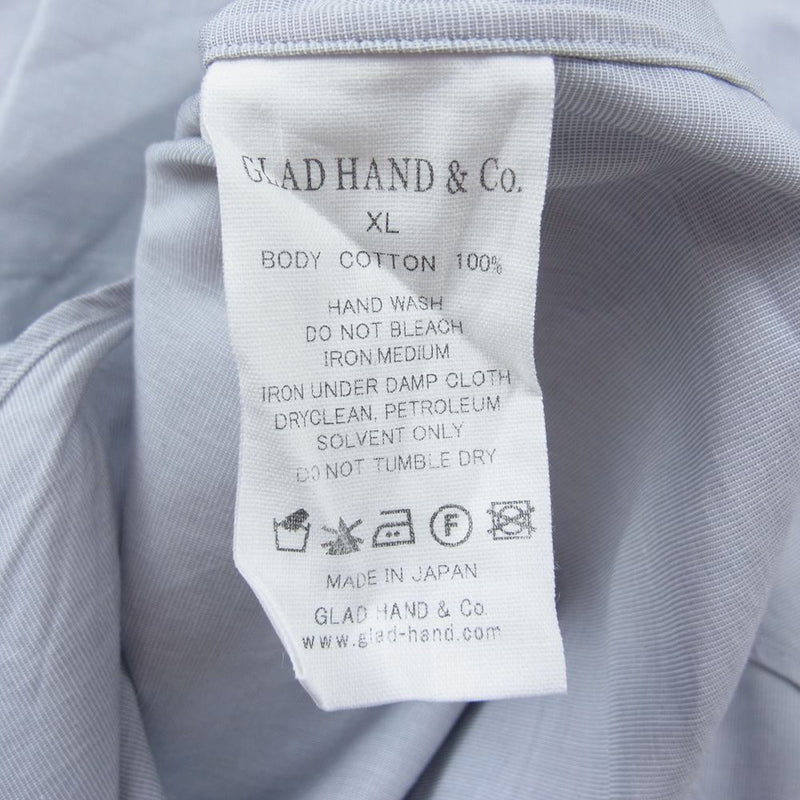 GLADHAND & Co. グラッドハンド スタンダードカラー シャツ 長袖 グレー グレー系 XL【美品】【中古】