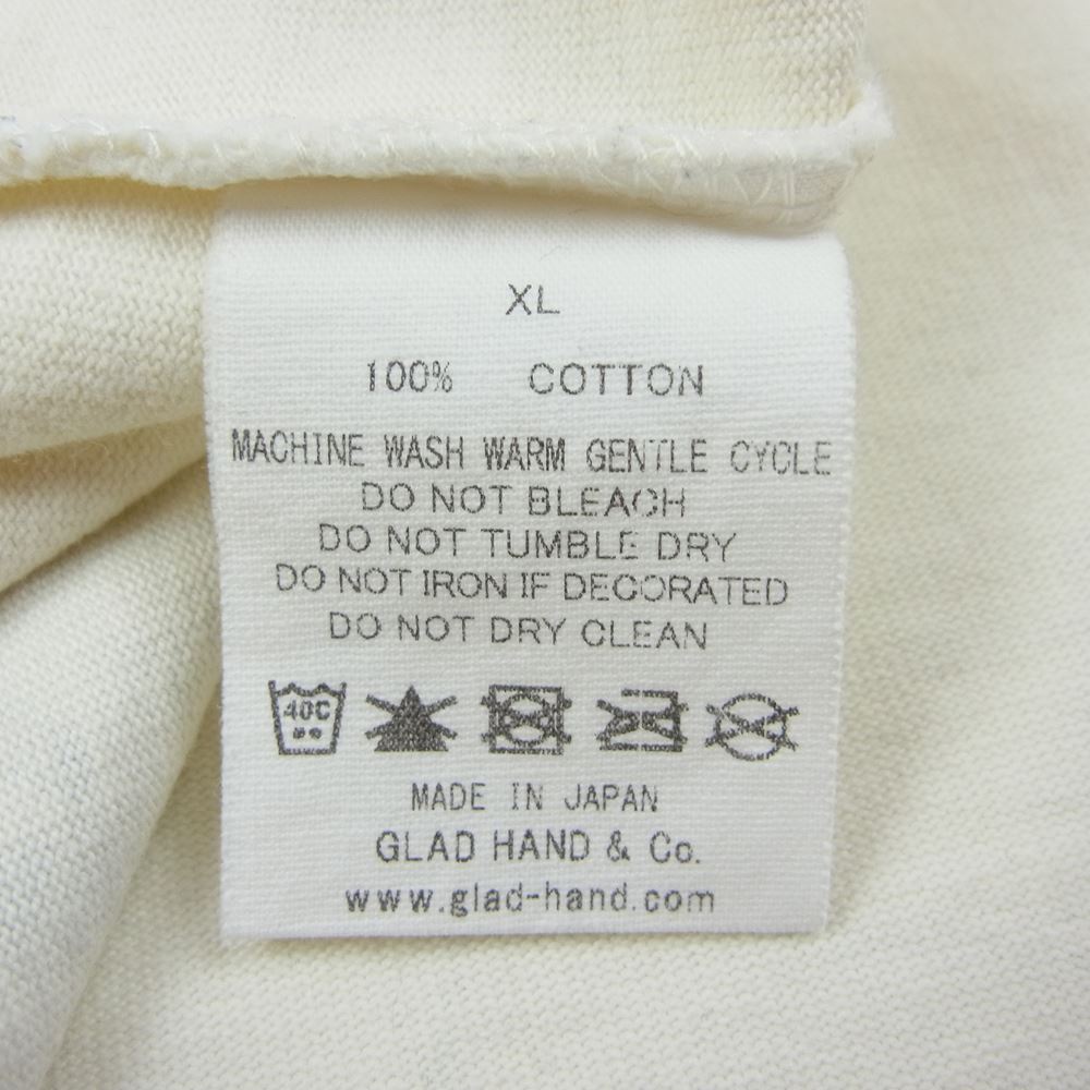 GLADHAND & Co. グラッドハンド ISETAN 伊勢丹限定 総柄 イラスト プリント Tシャツ カットソー 長袖 ホワイト オフホワイト系 XL【中古】
