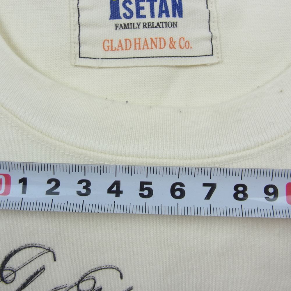 GLADHAND & Co. グラッドハンド ISETAN 伊勢丹限定 総柄 イラスト プリント Tシャツ カットソー 長袖 ホワイト オフホワイト系 XL【中古】