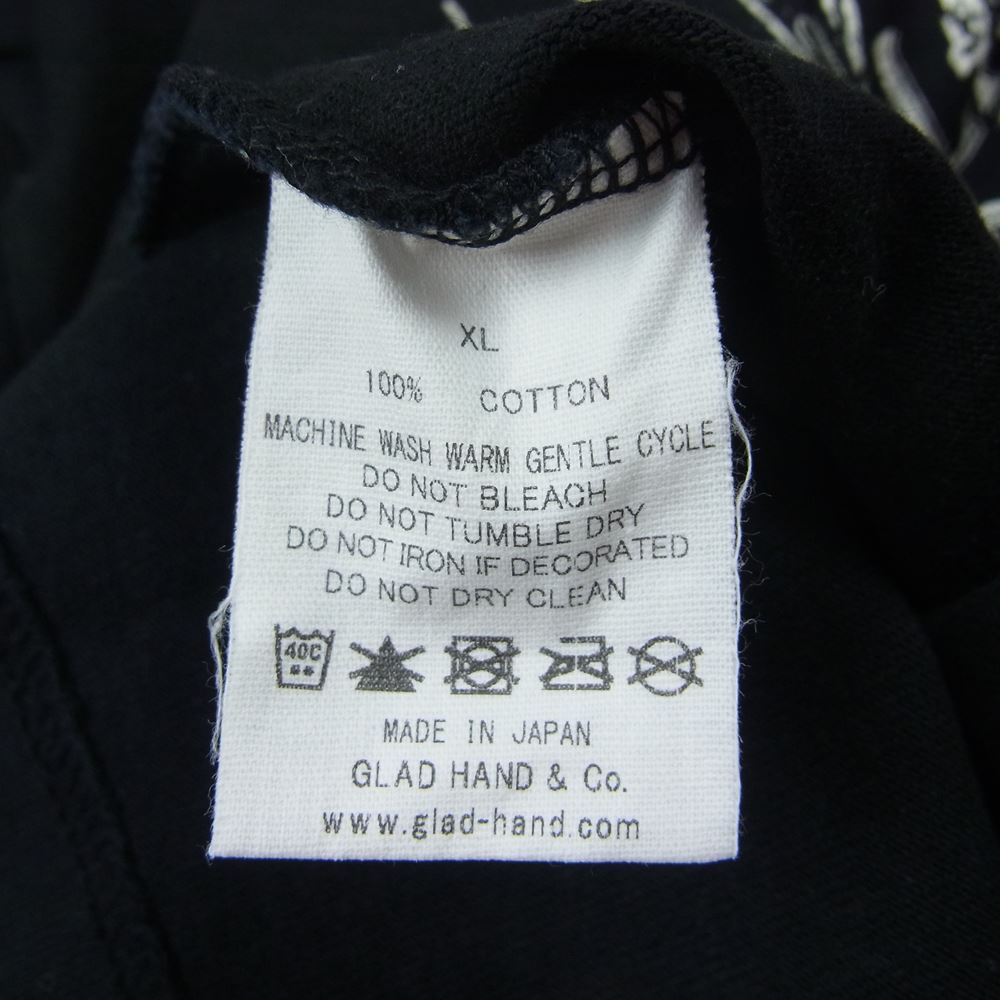 GLADHAND & Co. グラッドハンド ISETAN 伊勢丹限定 総柄 イラスト プリント Tシャツ カットソー 長袖 ブラック ブラック系 XL【中古】