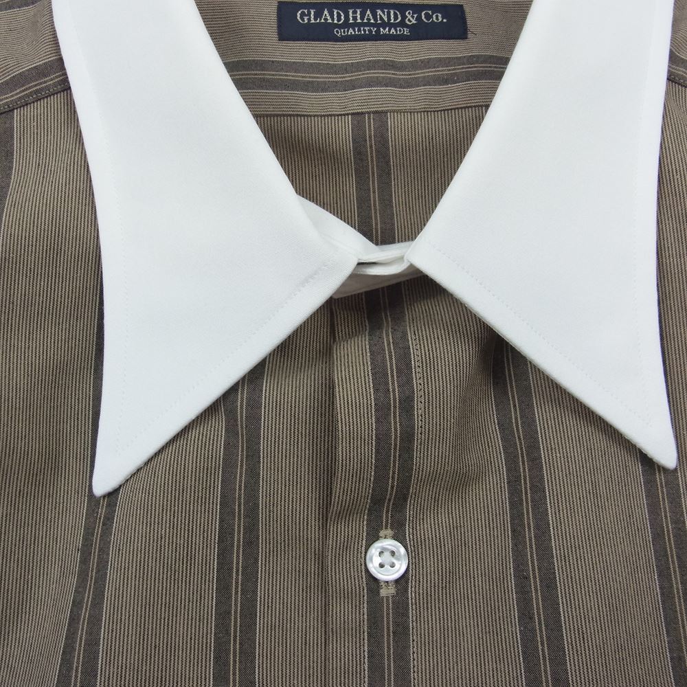 GLADHAND & Co. グラッドハンド ストライプ クレリック ドレス シャツ 長袖 マルチカラー系 XL【美品】【中古】