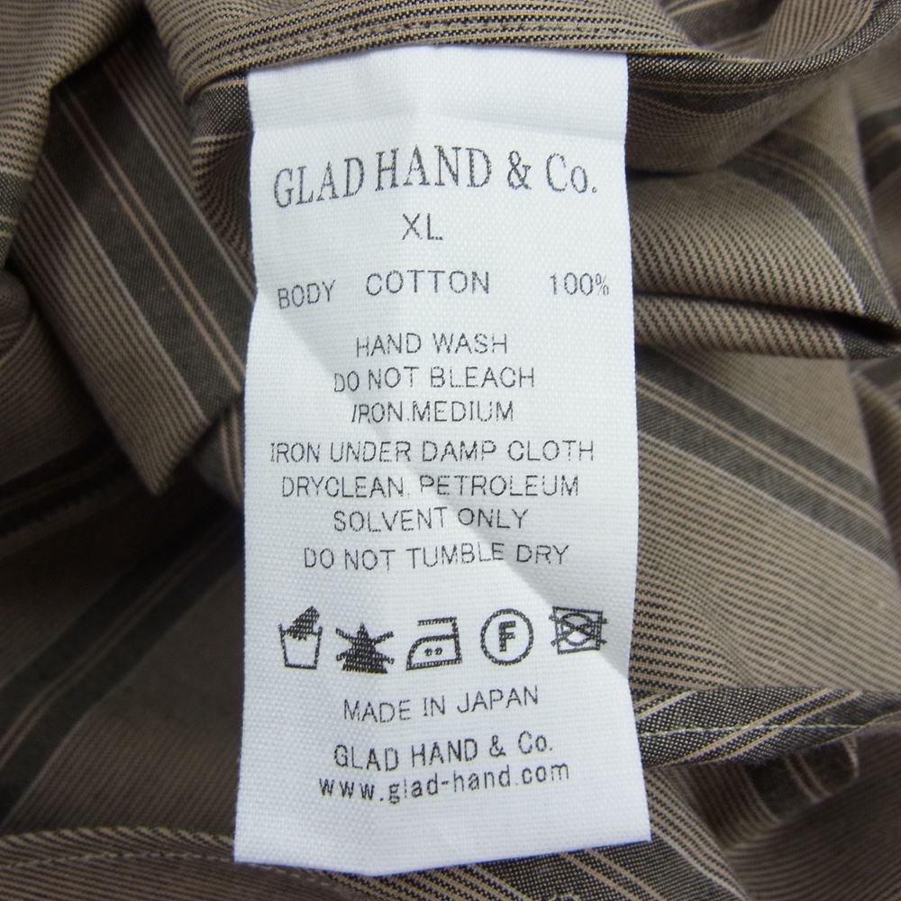 GLADHAND & Co. グラッドハンド ストライプ クレリック ドレス シャツ 長袖 マルチカラー系 XL【美品】【中古】