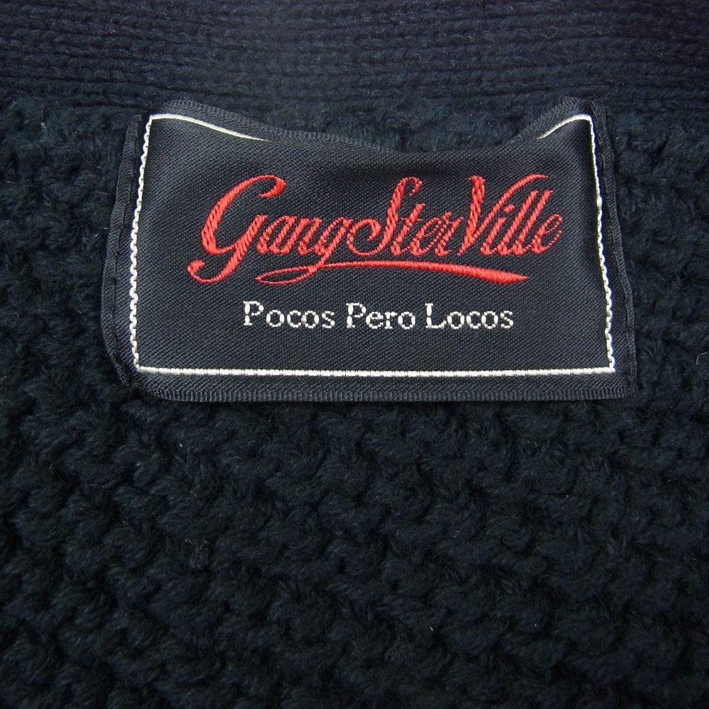 GANGSTERVILLE ギャングスタービル 23SS GSV-23-SS-19 HELL CAT - KNIT CARDIGAN コットン ワッペン カーディガン  ブラック系 XL【中古】