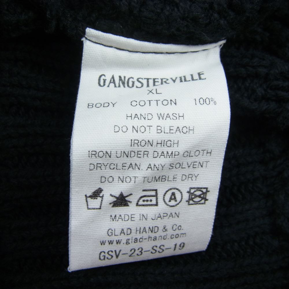 GANGSTERVILLE ギャングスタービル 23SS GSV-23-SS-19 HELL CAT - KNIT CARDIGAN コットン ワッペン カーディガン  ブラック系 XL【中古】