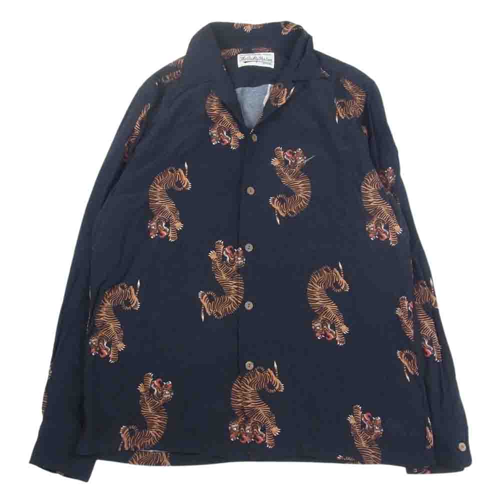 WACKO MARIA ワコマリア HAWAIIAN SHIRT 虎 L/S ハワイアン 長袖 シャツ  ブラック系 M【中古】