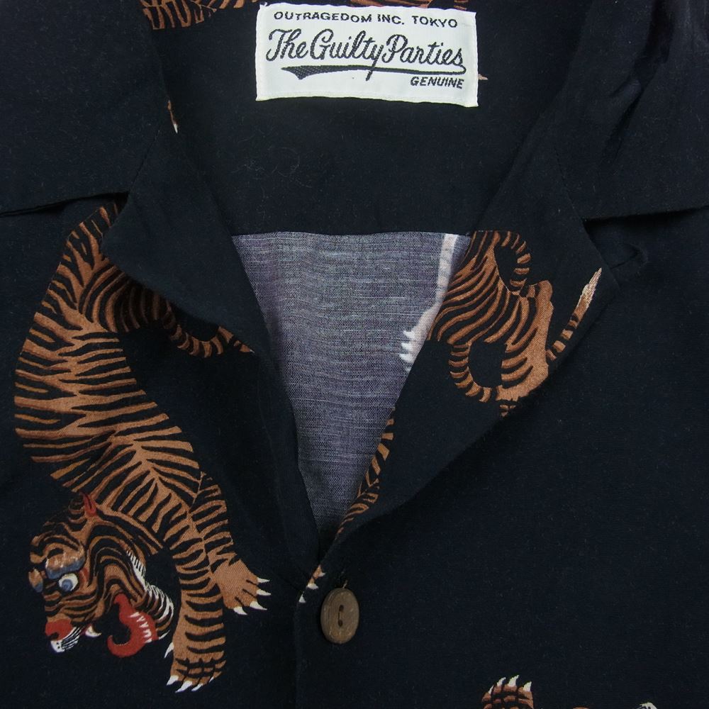 WACKO MARIA ワコマリア HAWAIIAN SHIRT 虎 L/S ハワイアン 長袖 シャツ  ブラック系 M【中古】