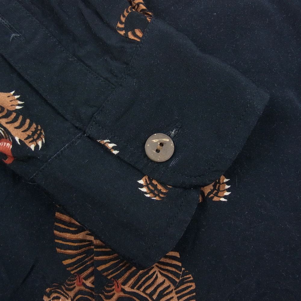 WACKO MARIA ワコマリア HAWAIIAN SHIRT 虎 L/S ハワイアン 長袖 シャツ  ブラック系 M【中古】