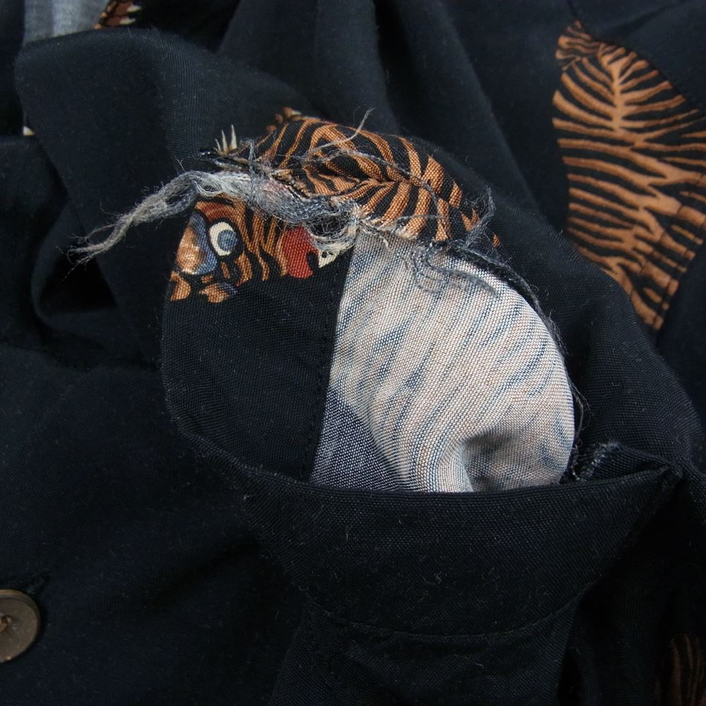 WACKO MARIA ワコマリア HAWAIIAN SHIRT 虎 L/S ハワイアン 長袖 シャツ  ブラック系 M【中古】