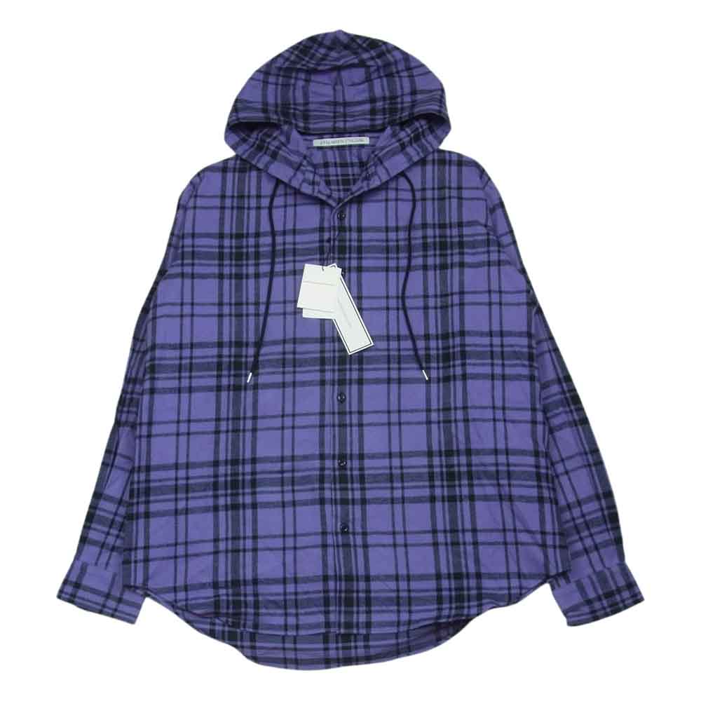 JOHN LAWRENCE SULLIVAN ジョンローレンスサリバン 19AW 3B006-0219-35 Checked Flannel チェック フランネル フーデット シャツ パーカー パープル系 46【極上美品】【中古】