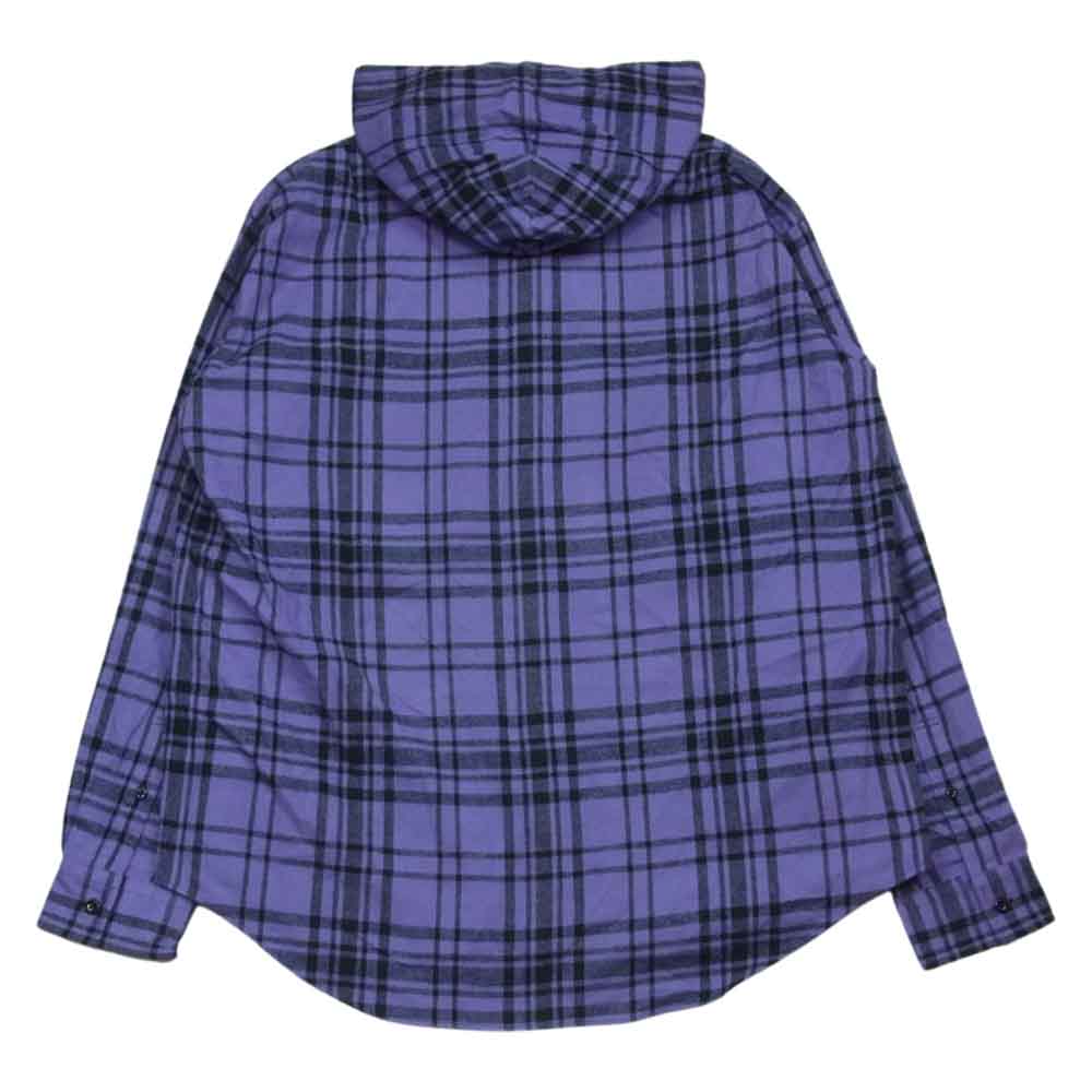JOHN LAWRENCE SULLIVAN ジョンローレンスサリバン 19AW 3B006-0219-35 Checked Flannel チェック フランネル フーデット シャツ パーカー パープル系 46【極上美品】【中古】