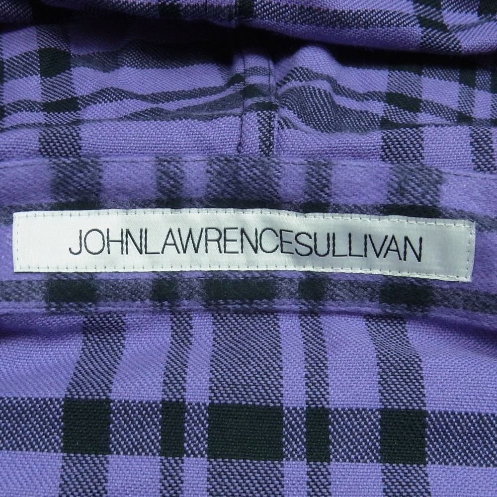 JOHN LAWRENCE SULLIVAN ジョンローレンスサリバン 19AW 3B006-0219-35 Checked Flannel チェック フランネル フーデット シャツ パーカー パープル系 46【極上美品】【中古】