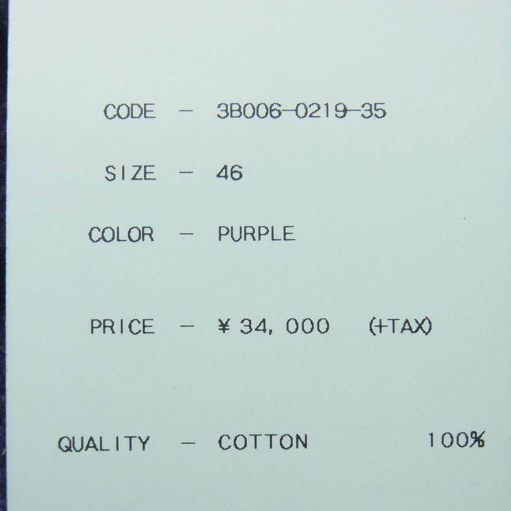 JOHN LAWRENCE SULLIVAN ジョンローレンスサリバン 19AW 3B006-0219-35 Checked Flannel チェック フランネル フーデット シャツ パーカー パープル系 46【極上美品】【中古】