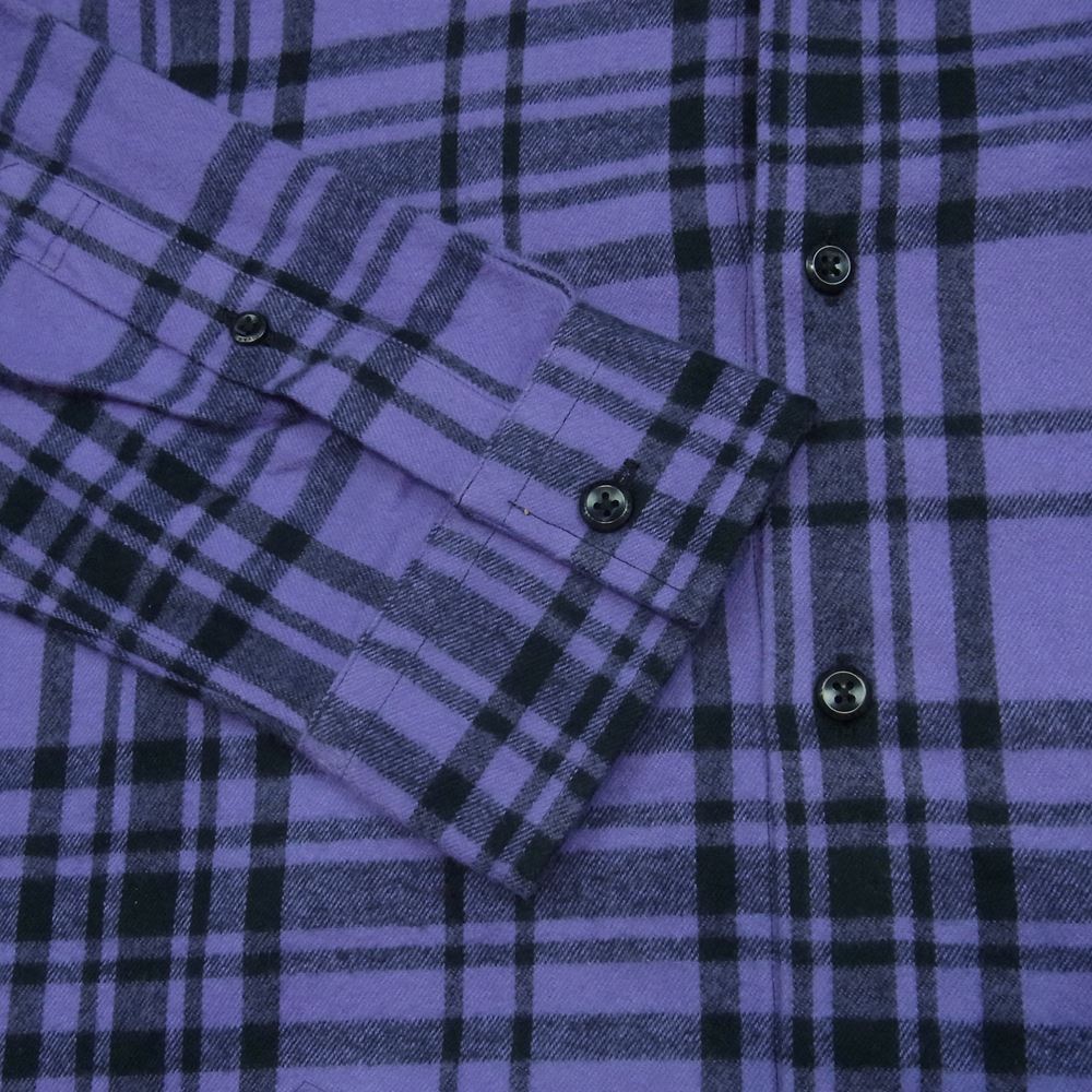 JOHN LAWRENCE SULLIVAN ジョンローレンスサリバン 19AW 3B006-0219-35 Checked Flannel チェック フランネル フーデット シャツ パーカー パープル系 46【極上美品】【中古】