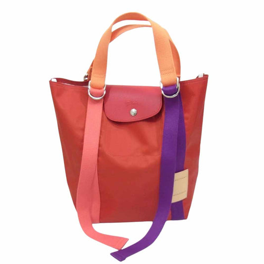 LONGCHAMP リプレイ ルプリアージュ トート バッグ レッド系【中古】