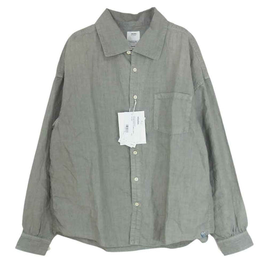 VISVIM ビズビム 23SS 0123105011007 PALMER SHIRT L/S DMGD LINEN GREY 天然染色加工 長袖 リネン シャツ  グレー系 1【新古品】【未使用】【中古】