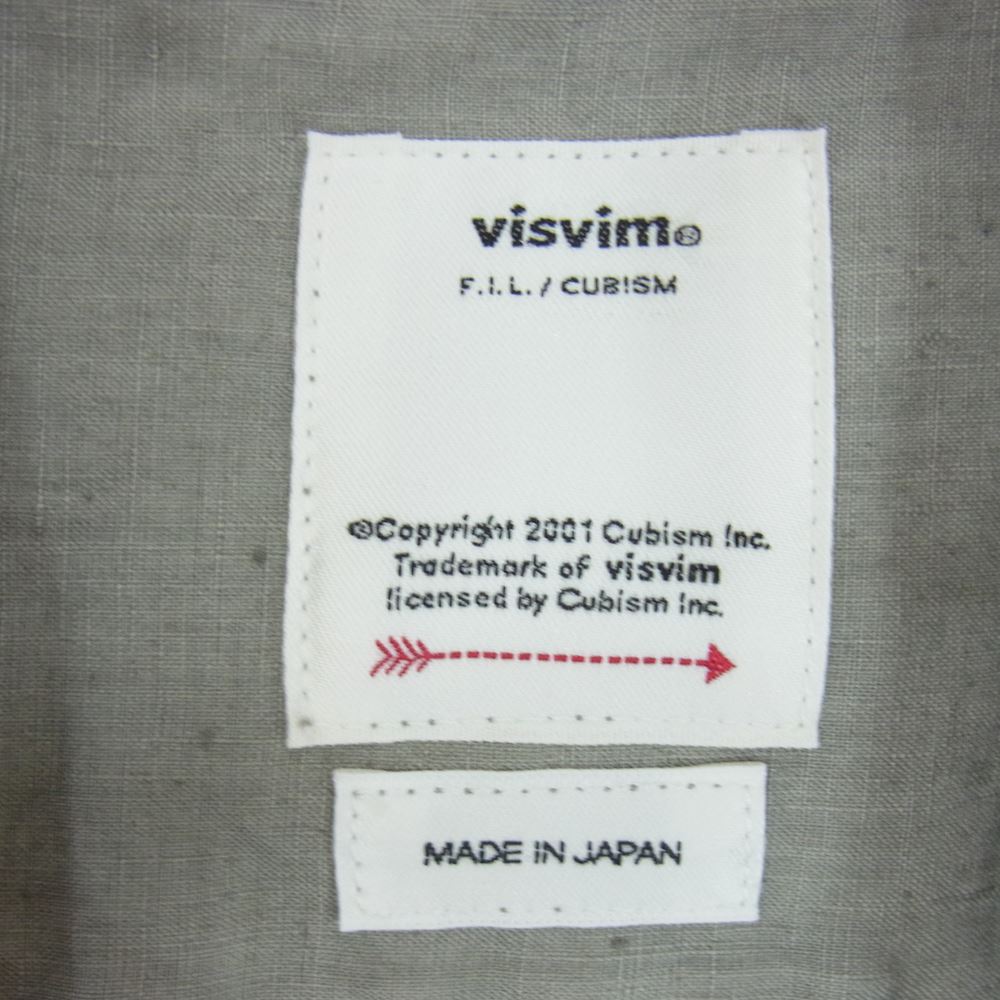 VISVIM ビズビム 23SS 0123105011007 PALMER SHIRT L/S DMGD LINEN GREY 天然染色加工 長袖 リネン シャツ  グレー系 1【新古品】【未使用】【中古】