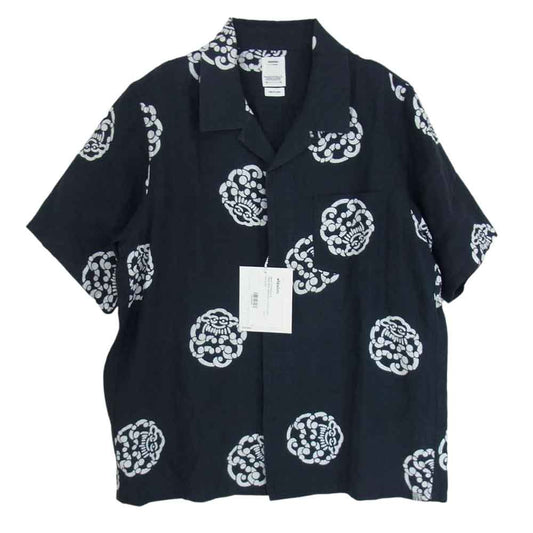 VISVIM ビズビム 21SS 0121105011018 FREE EDGE SHIRT S/S LITTLE CLOUD COFFEE柄 半袖 オープンカラー シャツ ブラック系 2【新古品】【未使用】【中古】