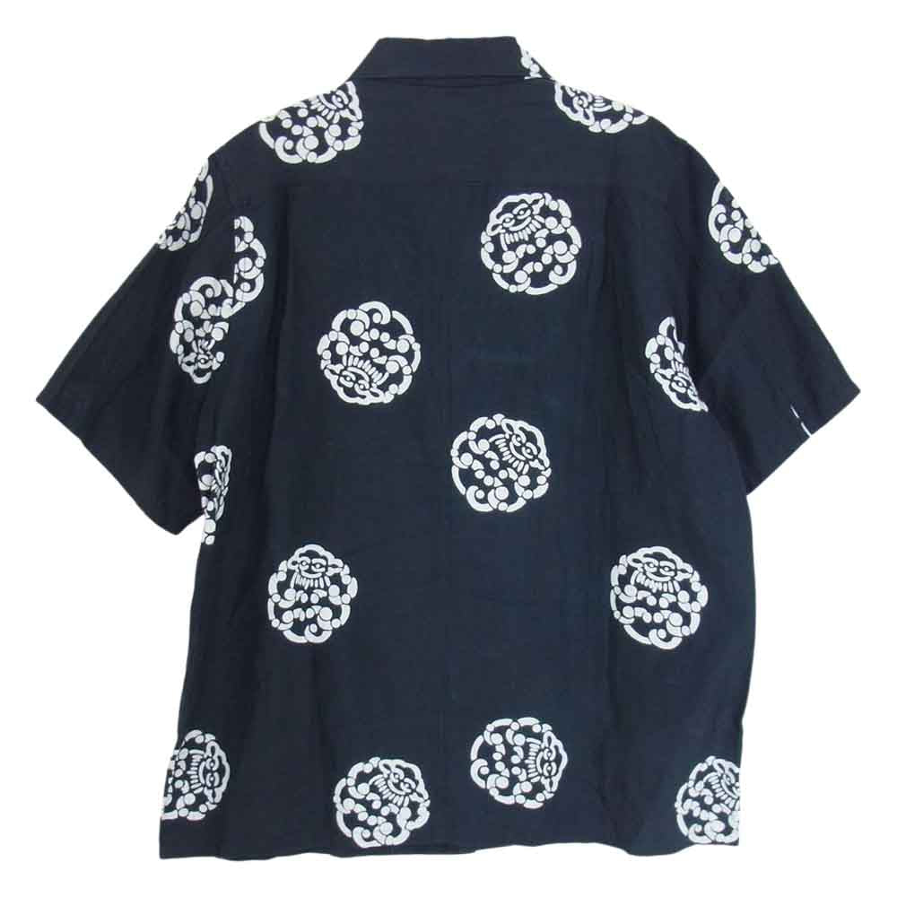 VISVIM ビズビム 21SS 0121105011018 FREE EDGE SHIRT S/S LITTLE CLOUD COFFEE柄 半袖 オープンカラー シャツ ブラック系 2【新古品】【未使用】【中古】