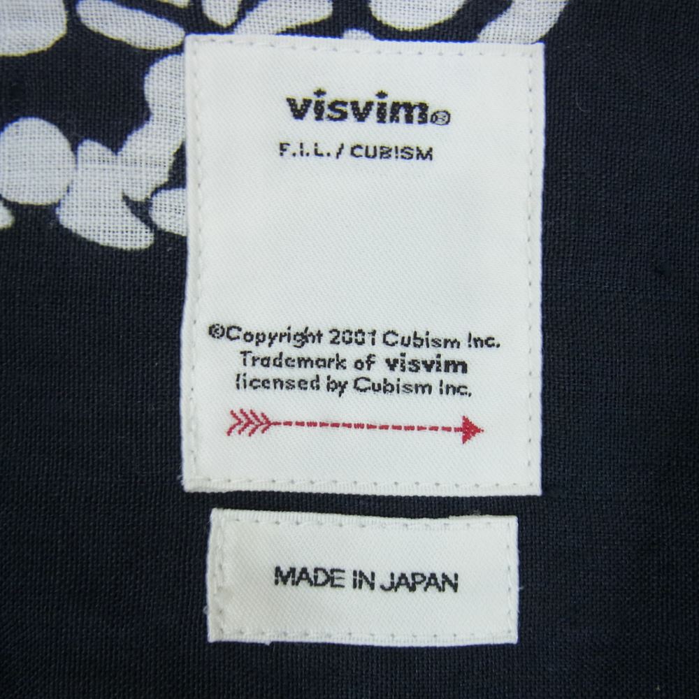 VISVIM ビズビム 21SS 0121105011018 FREE EDGE SHIRT S/S LITTLE CLOUD COFFEE柄 半袖 オープンカラー シャツ ブラック系 2【新古品】【未使用】【中古】