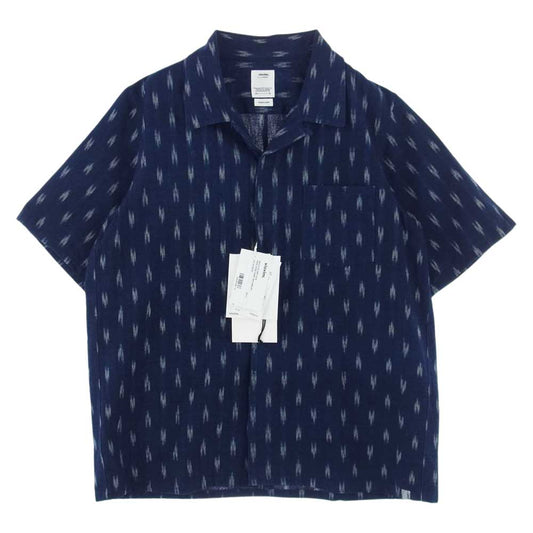 VISVIM ビズビム 22SS 0122105011019 FREE EDGE SHIRT S/S KASURI DK.INDIGO 天然染色加工 本袖 コットンリネン ショートスリーブ オープンカラー シャツ ネイビー系 2【新古品】【未使用】【中古】