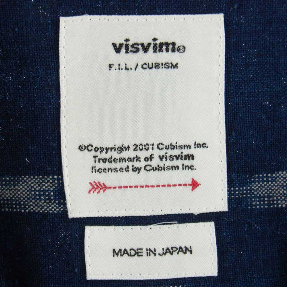 VISVIM ビズビム 22SS 0122105011019 FREE EDGE SHIRT S/S KASURI DK.INDIGO 天然染色加工 本袖 コットンリネン ショートスリーブ オープンカラー シャツ ネイビー系 2【新古品】【未使用】【中古】