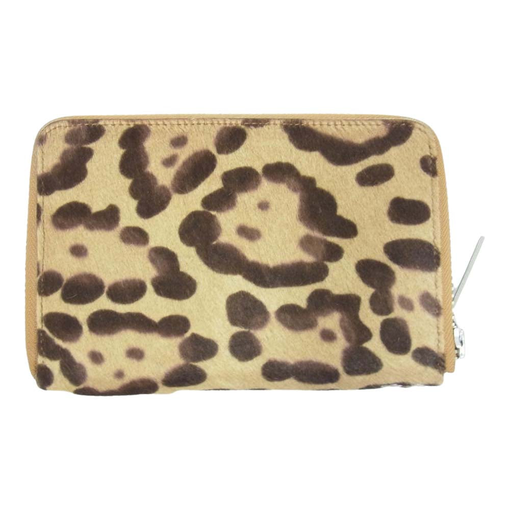 Yohji Yamamoto POUR HOMME ヨウジヤマモトプールオム HM-A01-733-1-03 レオパード ハラコレザー ラウンドジップ ミドルウォレット 財布 ブラウン系【中古】