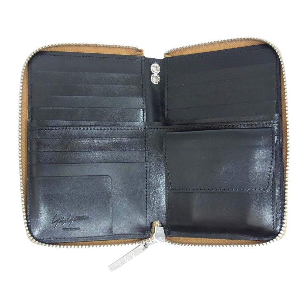 Yohji Yamamoto POUR HOMME ヨウジヤマモトプールオム HM-A01-733-1-03 レオパード ハラコレザー ラウンドジップ ミドルウォレット 財布 ブラウン系【中古】