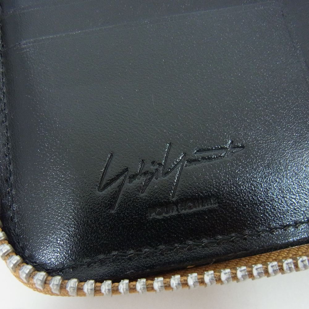 Yohji Yamamoto POUR HOMME ヨウジヤマモトプールオム HM-A01-733-1-03 レオパード ハラコレザー ラウンドジップ ミドルウォレット 財布 ブラウン系【中古】