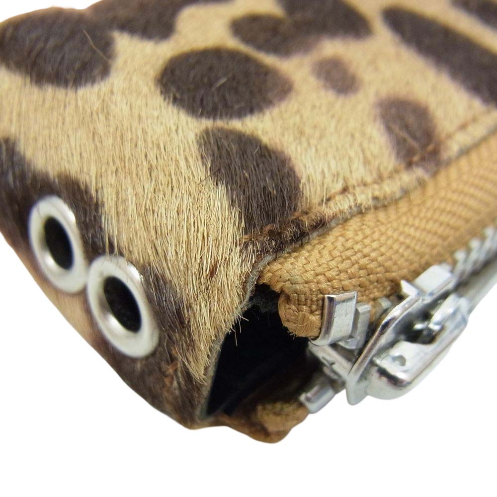 Yohji Yamamoto POUR HOMME ヨウジヤマモトプールオム HM-A01-733-1-03 レオパード ハラコレザー ラウンドジップ ミドルウォレット 財布 ブラウン系【中古】