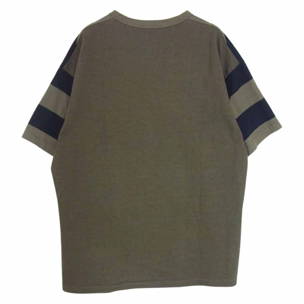 COMME des GARCONS HOMME コムデギャルソンオム AD2022 HK-T015 綿天竺太ボーダー 綿度詰め天竺 半袖 Tシャツ カーキ系 L【中古】