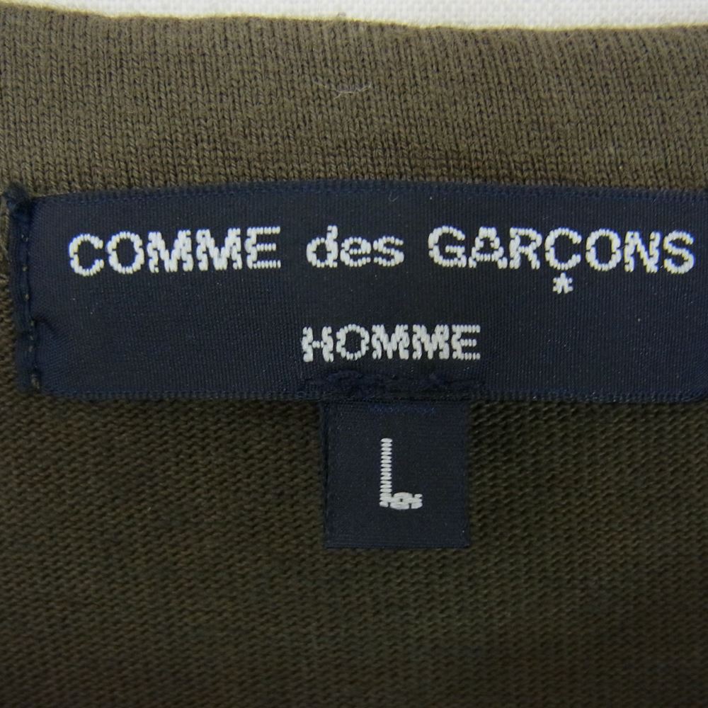 COMME des GARCONS HOMME コムデギャルソンオム AD2022 HK-T015 綿天竺太ボーダー 綿度詰め天竺 半袖 Tシャツ カーキ系 L【中古】