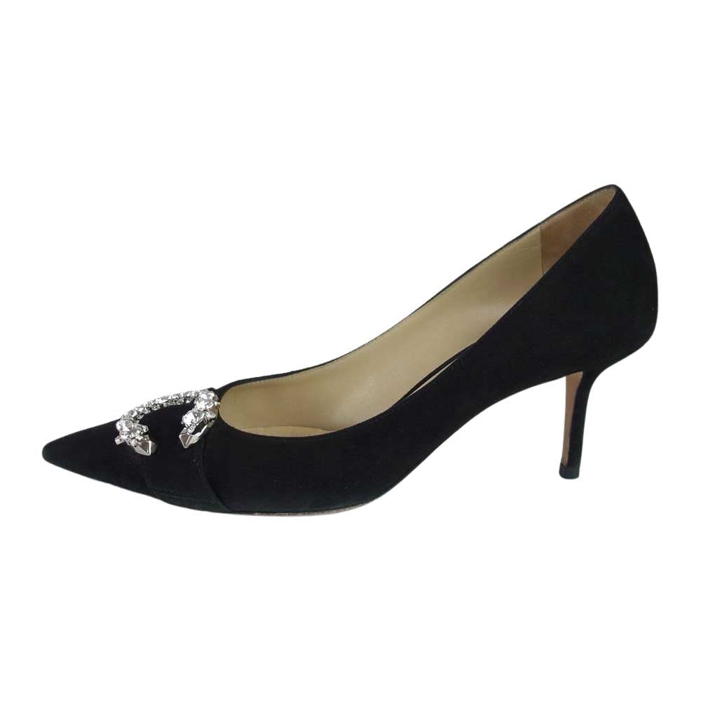 JIMMY CHOO ジミーチュウ SARESA65 ビジュー パンプス ブラック系 37【中古】