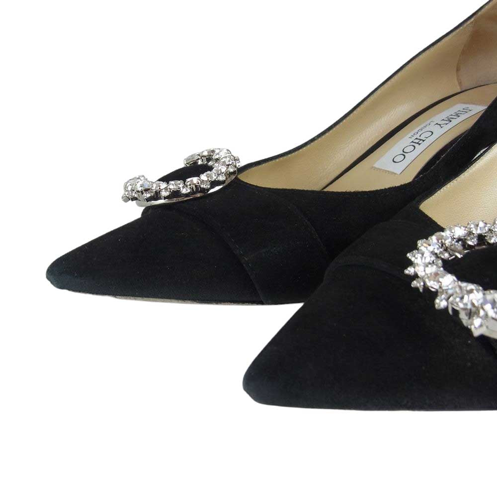 JIMMY CHOO ジミーチュウ SARESA65 ビジュー パンプス ブラック系 37【中古】