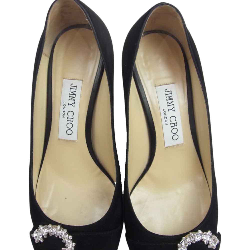 JIMMY CHOO ジミーチュウ SARESA65 ビジュー パンプス ブラック系 37【中古】