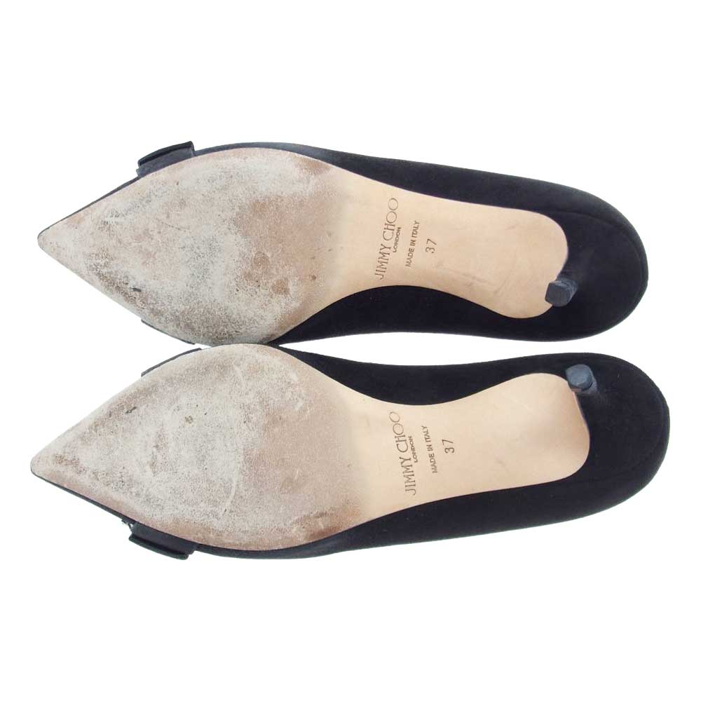 JIMMY CHOO ジミーチュウ SARESA65 ビジュー パンプス ブラック系 37【中古】
